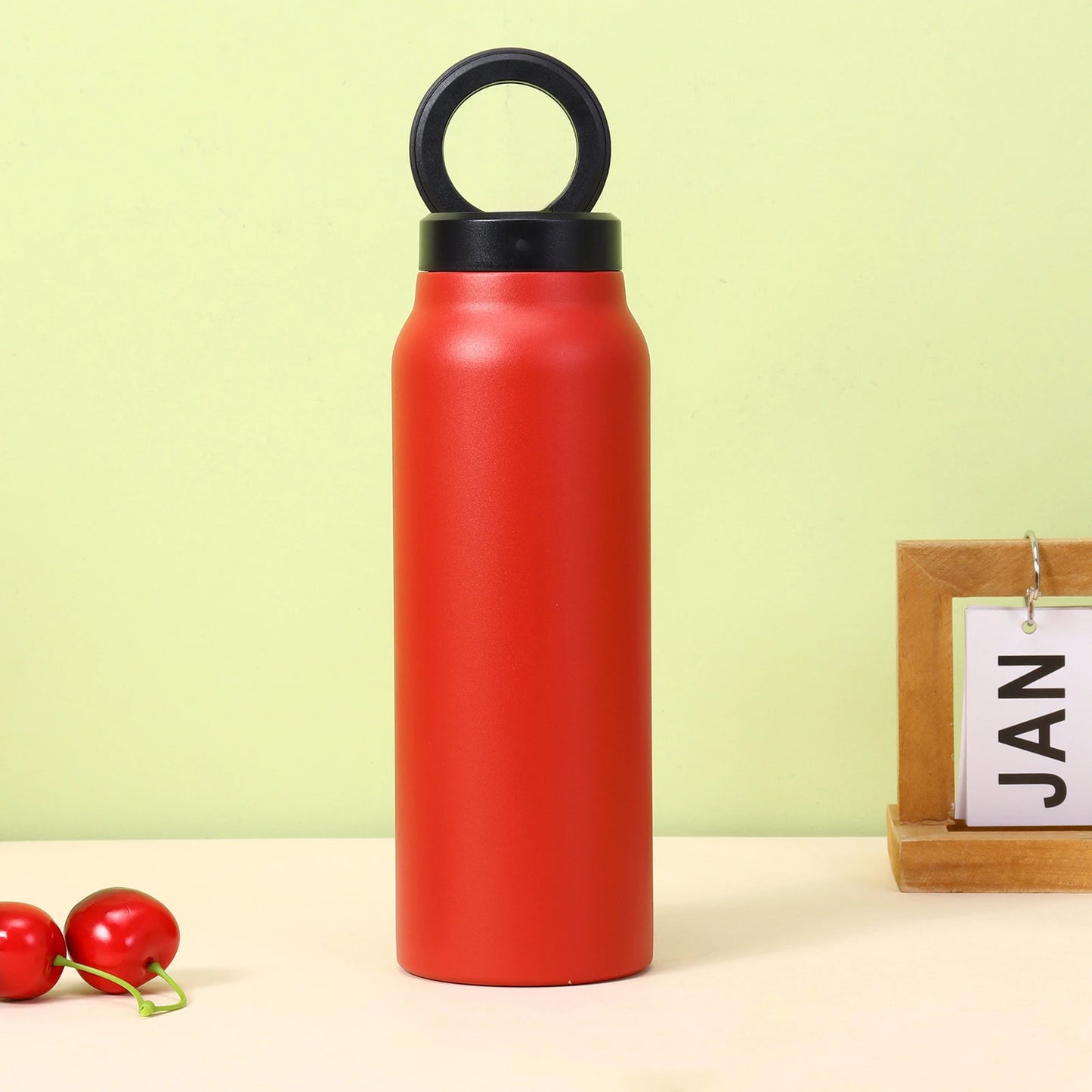 24Oz Insulated Water Bottle with Phone Mount Durable Leakproof Stainless Steel Sports Bottle for Outdoor Trip Household Camping